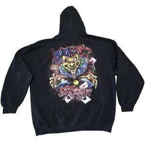 Six Flags Hoodie Extra Large Black Fright Fest Freaky Clown Graphic Pullover